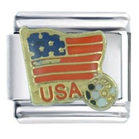 Italian Charms - usa soccer italian charm Image.