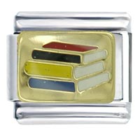 Italian Charms - book stack italian charm Image.