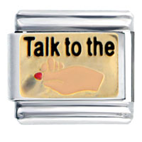 Italian Charms - gold plated talk to the hand italian charm Image.