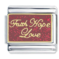 Italian Charms - gold tone faith hope love italian charm Image.