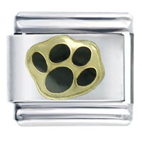 Italian Charms - paw print black italian charm Image.