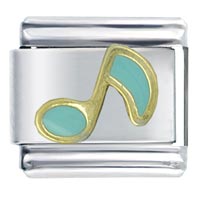 Italian Charms - music note aqua italian charm Image.