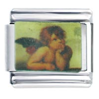 Italian Charms - cherub baby angel thinking italian charm Image.