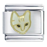 Italian Charms - white cat face head italian charm Image.