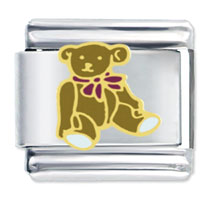 Italian Charms - teddy bear with ribbon italian charm Image.