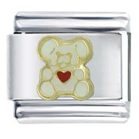 Italian Charms - heart bear white italian charm Image.