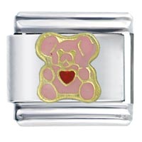 Italian Charms - heart bear pink italian charm Image.