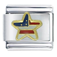 Italian Charms - gold plated usa flag star italian charm Image.