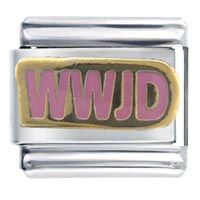 Italian Charms - wwjd pink italian charm Image.