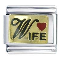Italian Charms - golden wife heart italian charm Image.