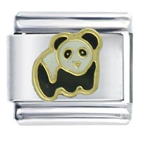 Italian Charms - gold plated panda bear italian charm Image.
