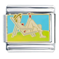Italian Charms - woman tanning under sun italian charm Image.