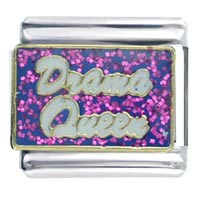 Italian Charms - glitter pink drama queen italian charm Image.