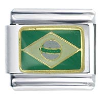 Italian Charms - flag of brazil green italian charm Image.