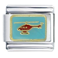 Italian Charms - helicopter red italian charm Image.