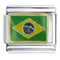 Italian Charms - flag of brazil blue italian charm Image.