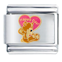 Italian Charms - happy teddy bear heart italian charm Image.