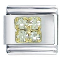 Italian Charms - gold plated 4 pcs april diamond color birthstone studded italian charm Image.