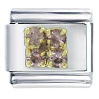 Italian Charms - gold plated 4 pcs june pearl color birthstone studded italian charm Image.