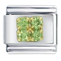Italian Charms - gold plated 4 pcs august peridot color birthstone studded italian charm Image.