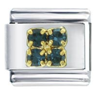 Italian Charms - gold plated 4 pcs september sapphire color birthstone studded italian charm Image.