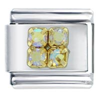 Italian Charms - gold plated 4 pcsoctober pink tourmaline color birthstone studded italian charm Image.