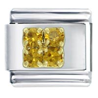 Italian Charms - gold plated 4 pcs november topaz color birthstone studded italian charm Image.