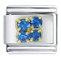 Italian Charms - gold plated 4 pcs december blue zircon color birthstone studded italian charm Image.