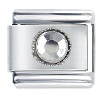 Italian Charms - april diamond color round birthstone italian charm Image.