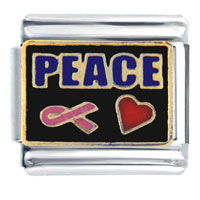 Italian Charms - peace and love ribbon italian charm Image.