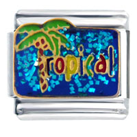 Italian Charms - glittered tropical paradise italian charm Image.