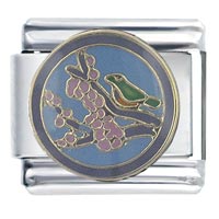 Italian Charms - bird on cherry blossom italian charm Image.