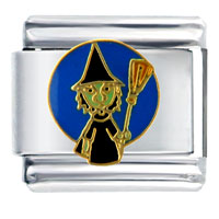 Italian Charms - halloween witch with broomstick italian charm Image.