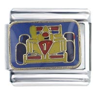 Italian Charms - number one race car italian charm Image.
