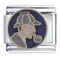 Italian Charms - sherlock holmes face italian charm Image.