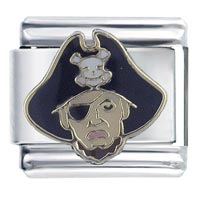 Italian Charms - pirate man in skull hat italian charm Image.