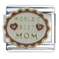 Italian Charms - gold plated world's best mom italian charm Image.