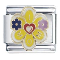 Italian Charms - i heart mom flower italian charm Image.