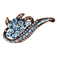 Brooches & Pins - scroll pale blue flower brooch Image.
