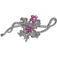 Brooches & Pins - pink flower vine brooch Image.