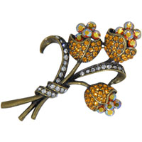 Brooches & Pins - gold tone rosebuds brooch Image.