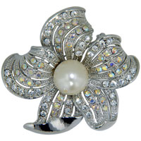 Brooches & Pins - pearl plumeria flower brooch Image.