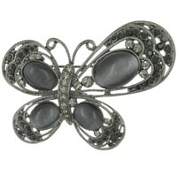 Brooches & Pins - vintage asymetrical butterfly with acrylic stone and black diamond crystal animal brooches and pins Image.