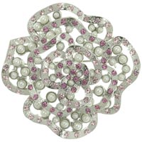 Brooches & Pins - pearl &amp; pink rose brooch Image.