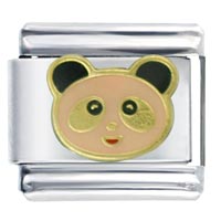 Italian Charms - gold plated panda bear face italian charm Image.