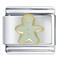 Italian Charms - gingerbread man white italian charm Image.
