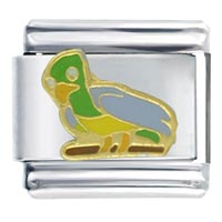 Italian Charms - hand painted parrot italian charm Image.