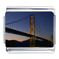 Italian Charms - glowing golden gate bridge photo italian charm Image.