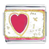 Italian Charms - i love you heart orange italian charm Image.
