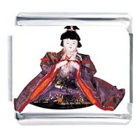 Italian Charms - japanese woman geisha doll photo italian charm Image.